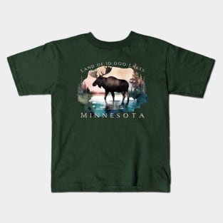 Minnesota Moose Trees Lakes Nature Outdoors Souvenir Kids T-Shirt